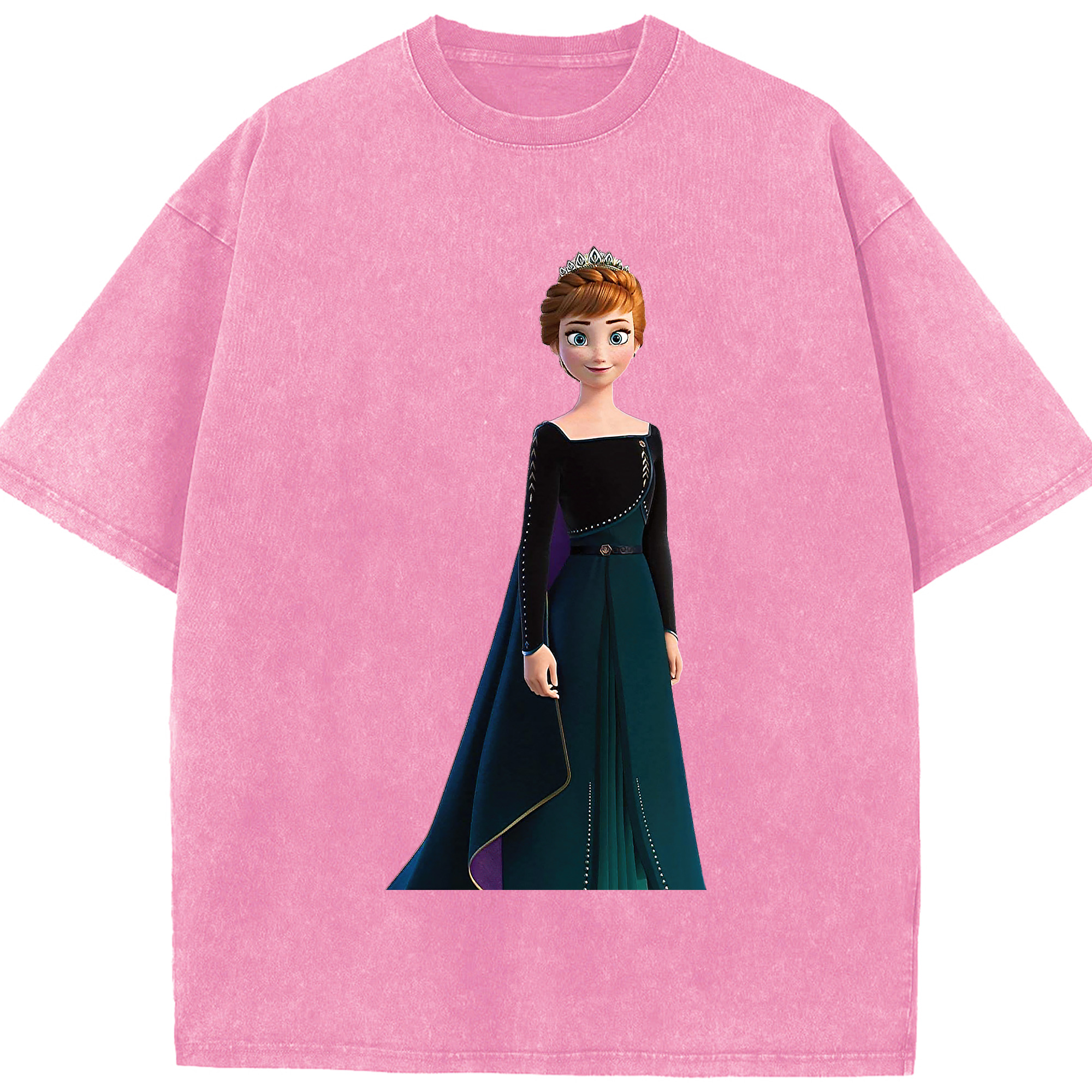 （画像用） アナと雪の女王 アンナ エルサ Frozen Anna Elsa 綿100% ヴィンテージ風 半袖Tシャツ（フロントプリント）